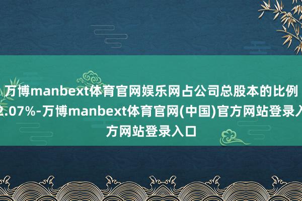 万博manbext体育官网娱乐网占公司总股本的比例为2.07%-万博manbext体育官网(中国)官方网站登录入口
